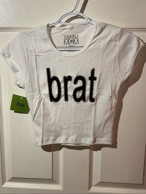 Charli XCX White 'Brat' Graphic Crop Tee